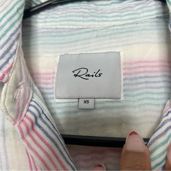 Rails Ellis Iris Rainbow Colored Long Sleeve Button Down Blouse XS - Picture 3 of 7